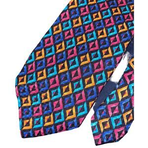 Men’s Lombardo Dallas Texas USA 100% Silk Vibrant Multicolor Neck Tie